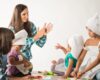 Charming young mother shows a master class